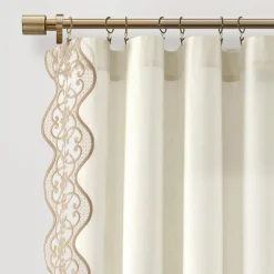 Scalloped Edge Lace Border Window Curtain Panel