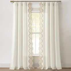 Scalloped Edge Lace Border Window Curtain Panel