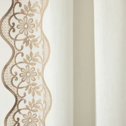 Scalloped Edge Lace Border Window Curtain Panel