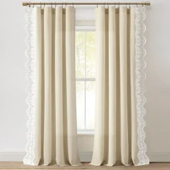 Scalloped Edge Lace Border Window Curtain Panel