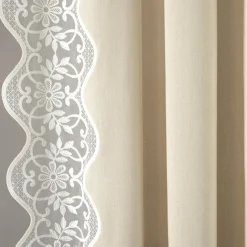 Scalloped Edge Lace Border Window Curtain Panel