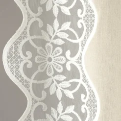 Scalloped Edge Lace Border Window Curtain Panel