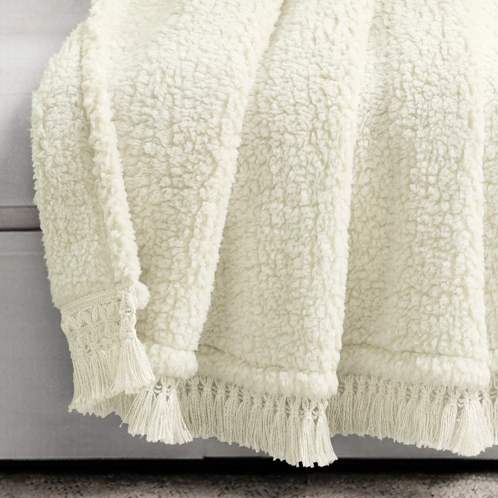 Sherpa Tassel Fringe Throw