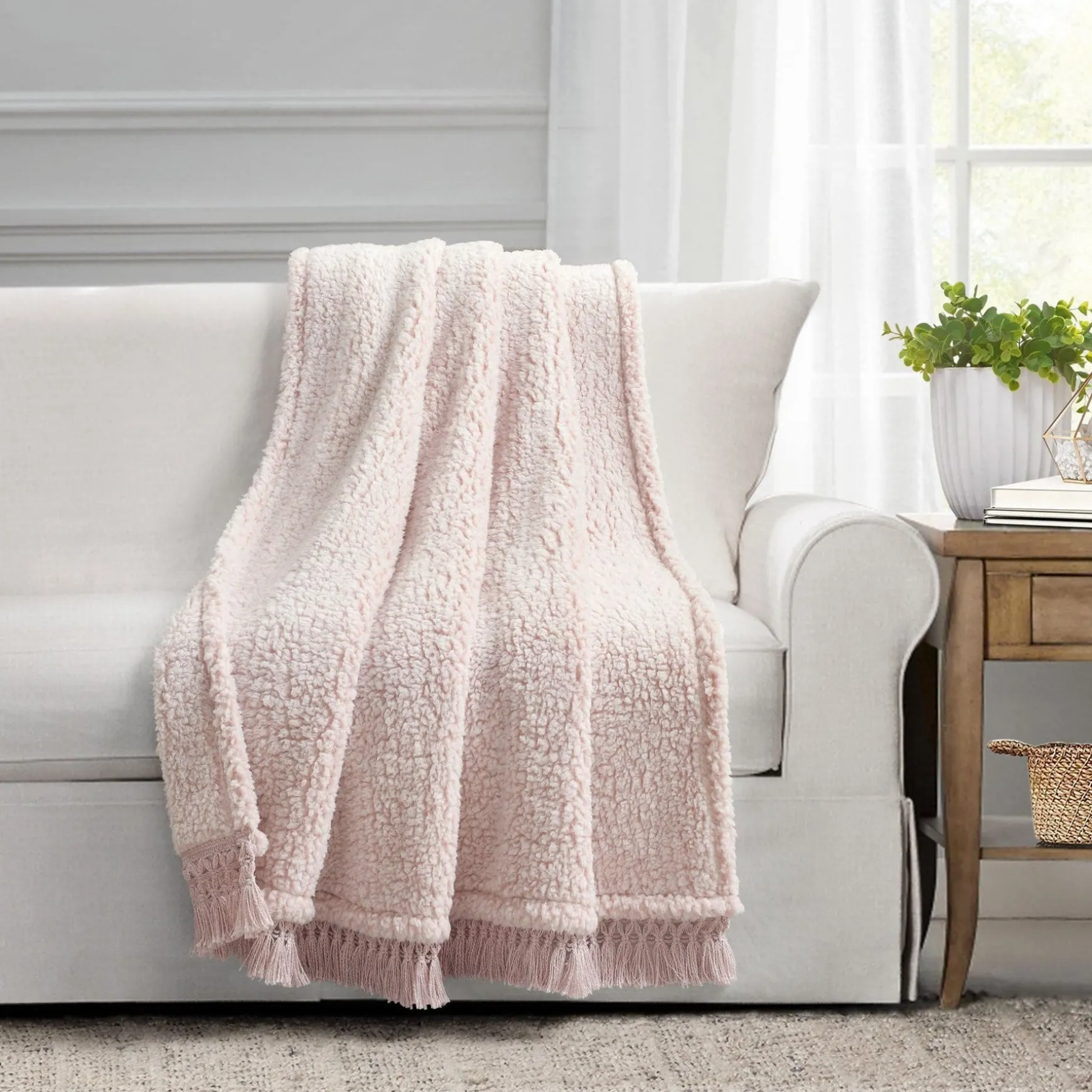 Sherpa Tassel Fringe Throw