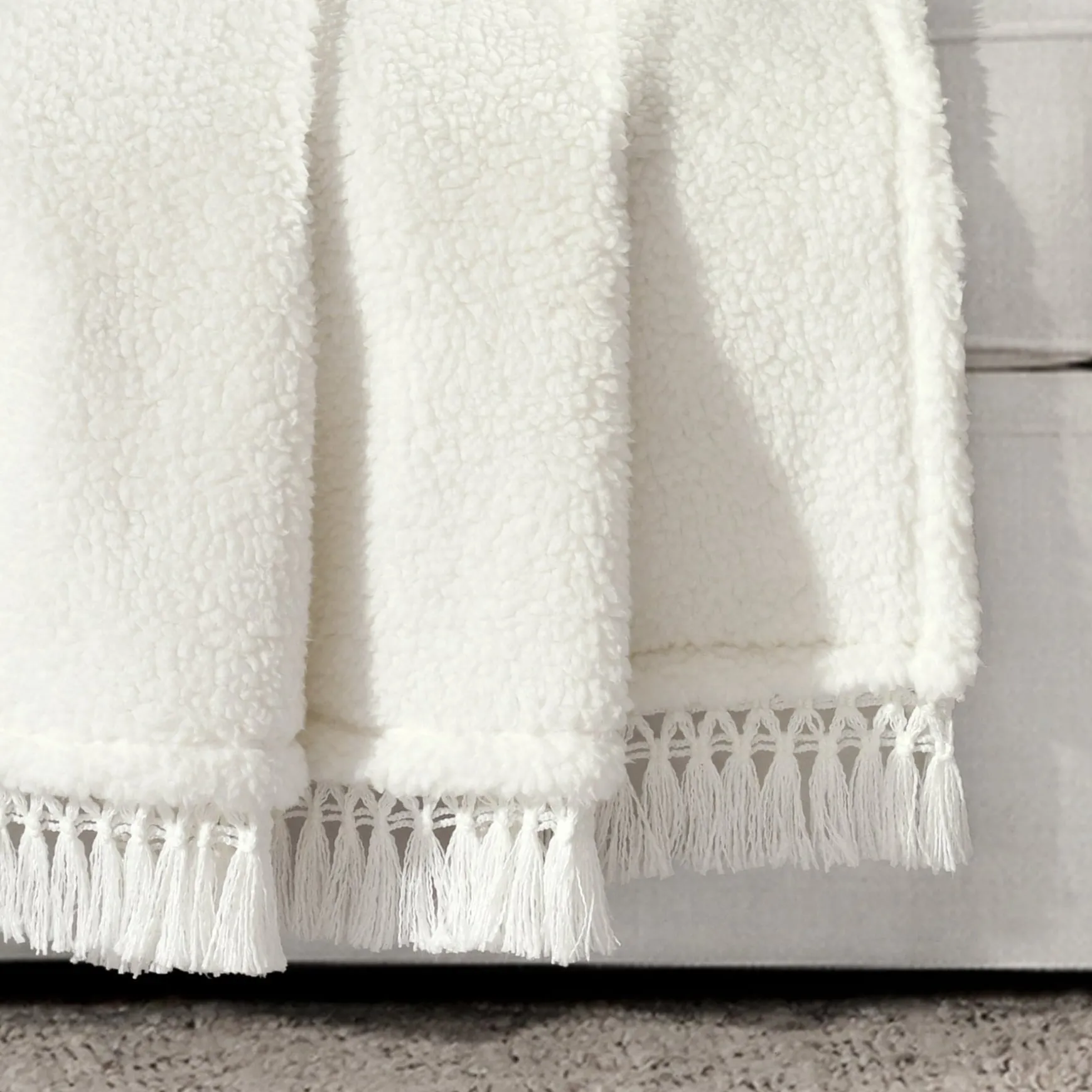 Sherpa Tassel Fringe Throw