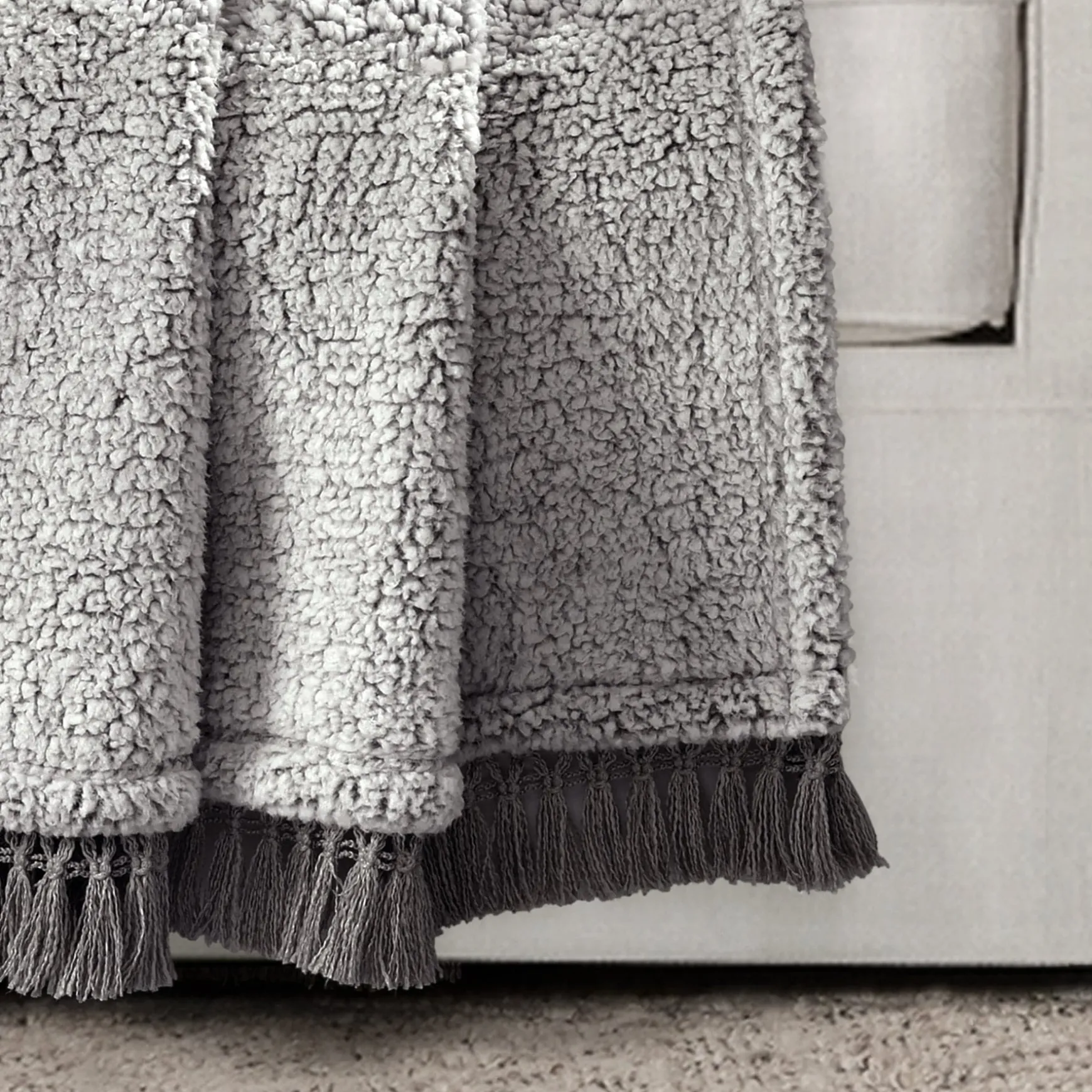 Sherpa Tassel Fringe Throw