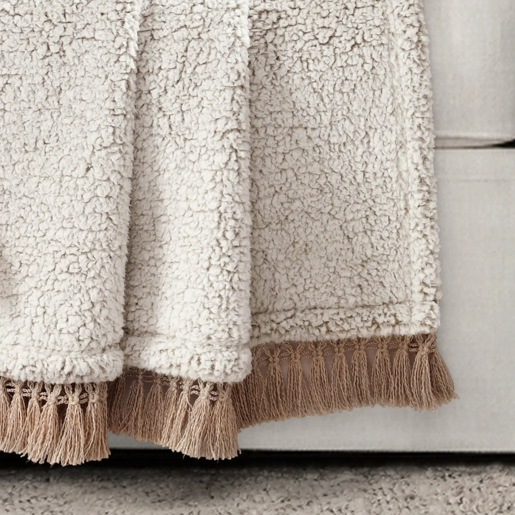 Sherpa Tassel Fringe Throw
