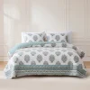 Sofia Flower Block Bouquet Reversible Cotton Quilt 3Pc Set
