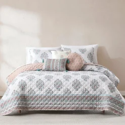 Sofia Flower Block Bouquet Reversible Quilt 6Pc Set