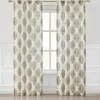 Sofia Flower Block Bouquet Linen Textured Window Curtain Panels