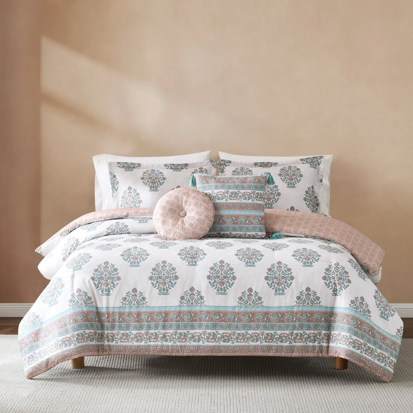 Sofia Flower Block Bouquet Comforter 5Pc Set