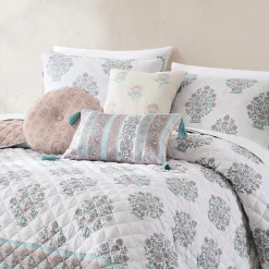 Sofia Flower Block Bouquet Reversible Quilt 6Pc Set