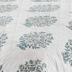 Sofia Flower Block Bouquet Reversible Cotton Quilt 3Pc Set