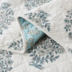 Sofia Flower Block Bouquet Reversible Cotton Quilt 3Pc Set