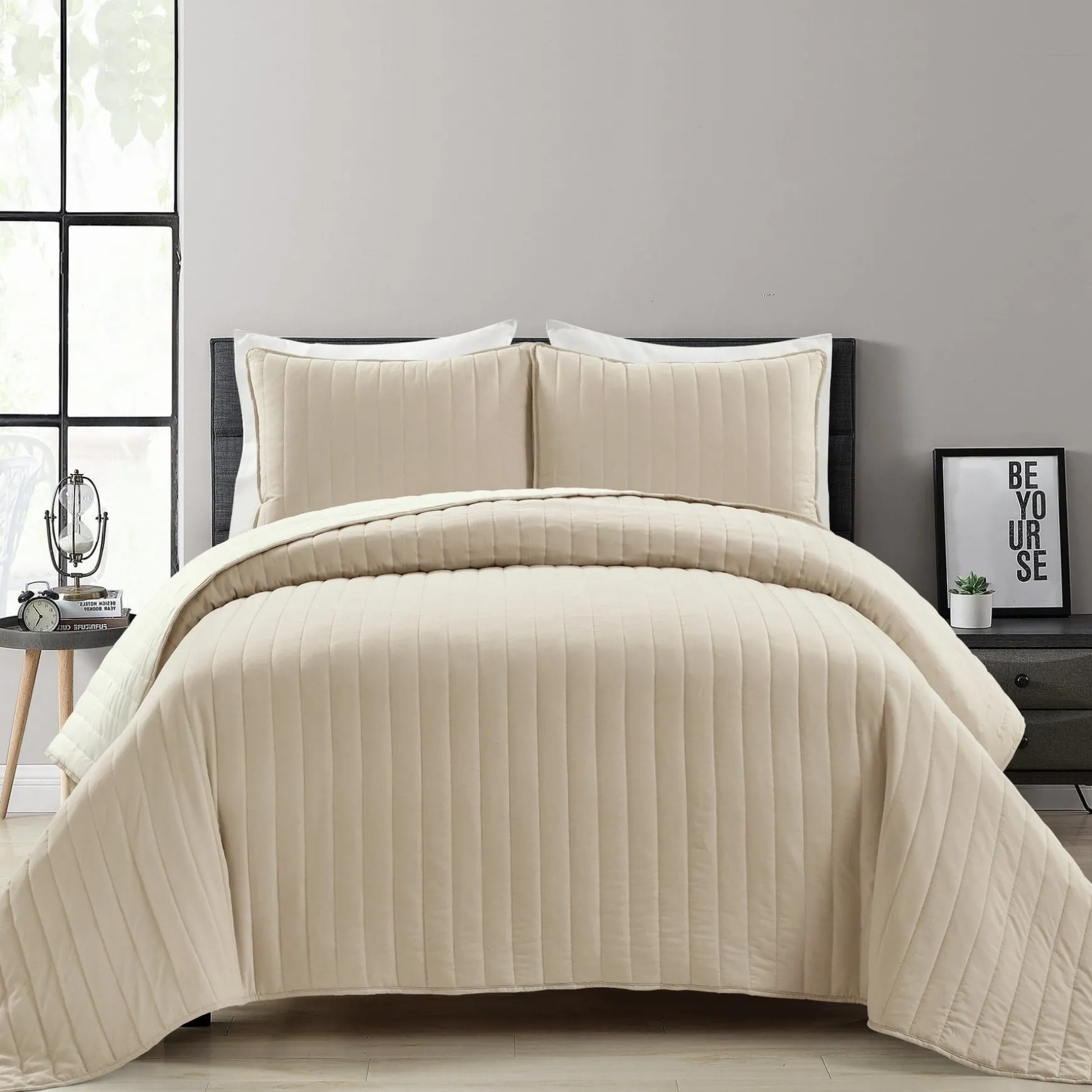 Soft Stripe All Season Quilt/Coverlet Set