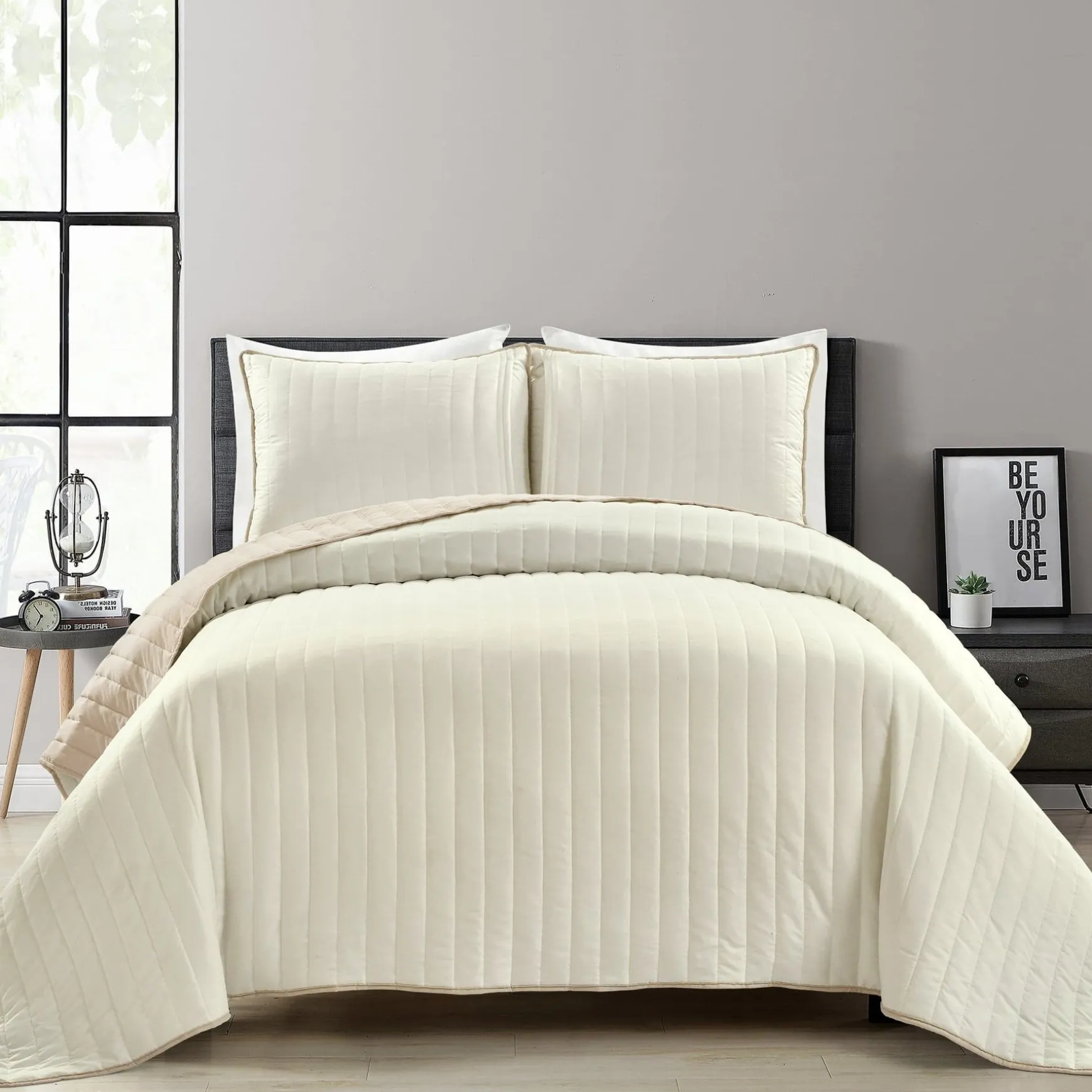 Soft Stripe All Season Quilt/Coverlet Set