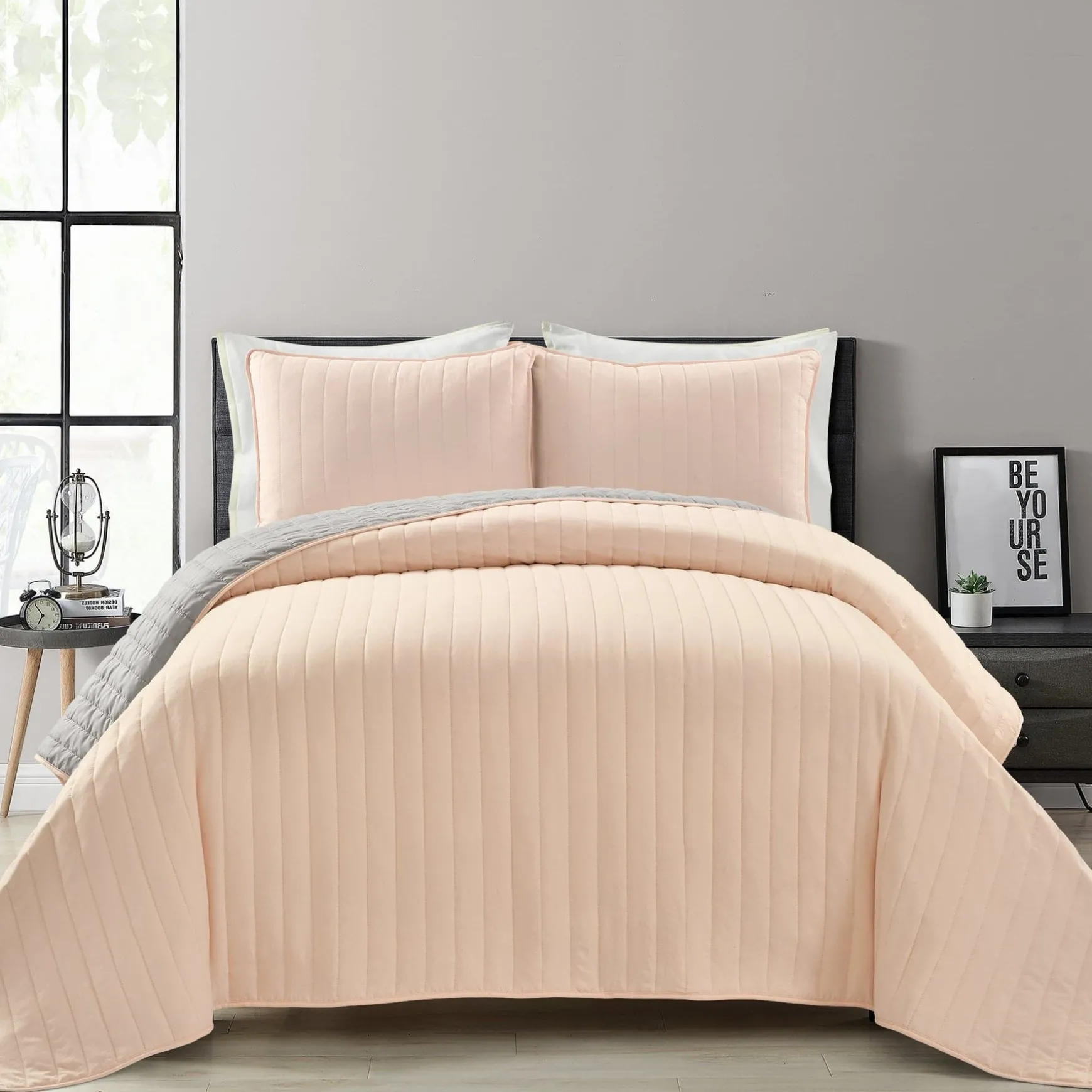 Soft Stripe All Season Quilt/Coverlet Set