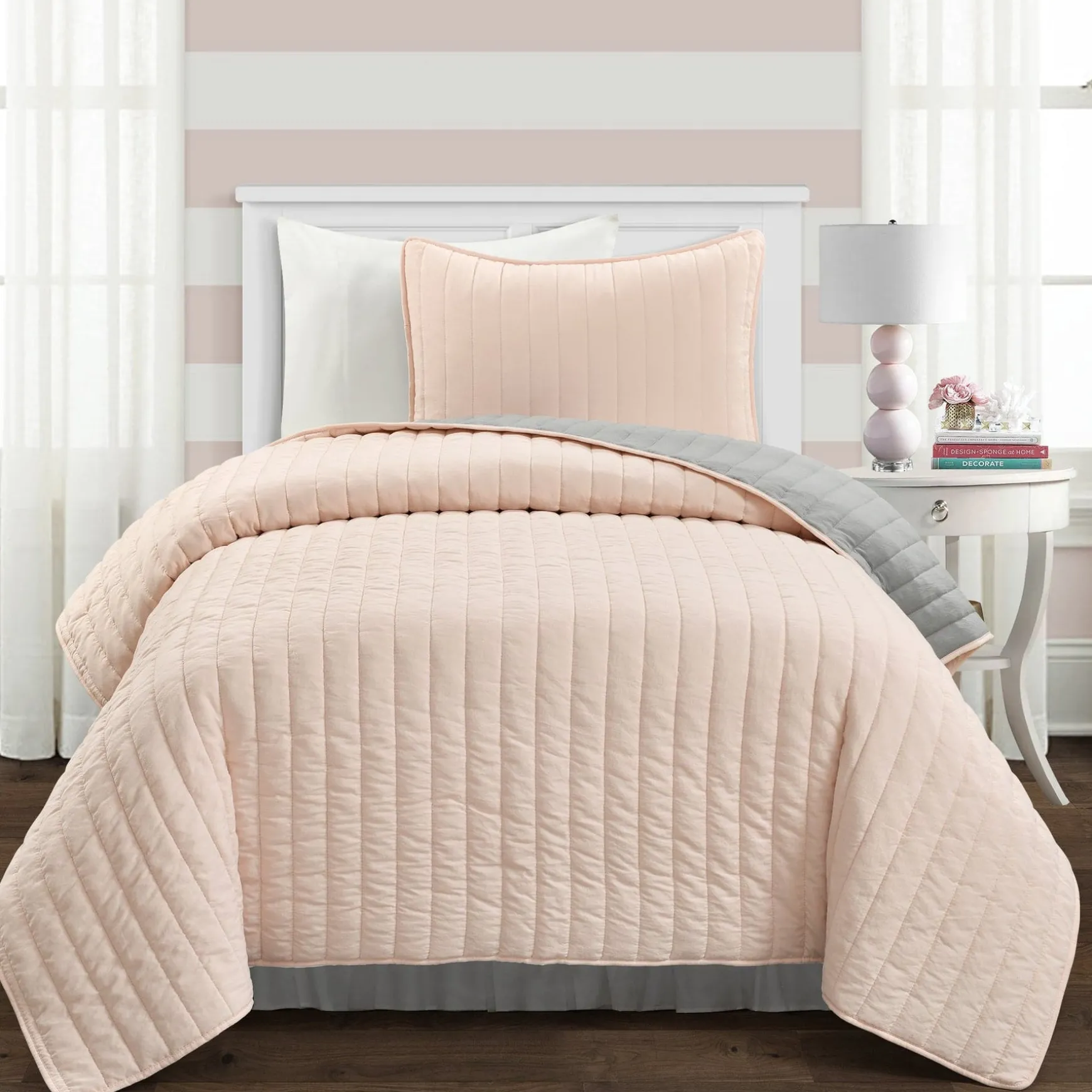Soft Stripe All Season Quilt/Coverlet Set