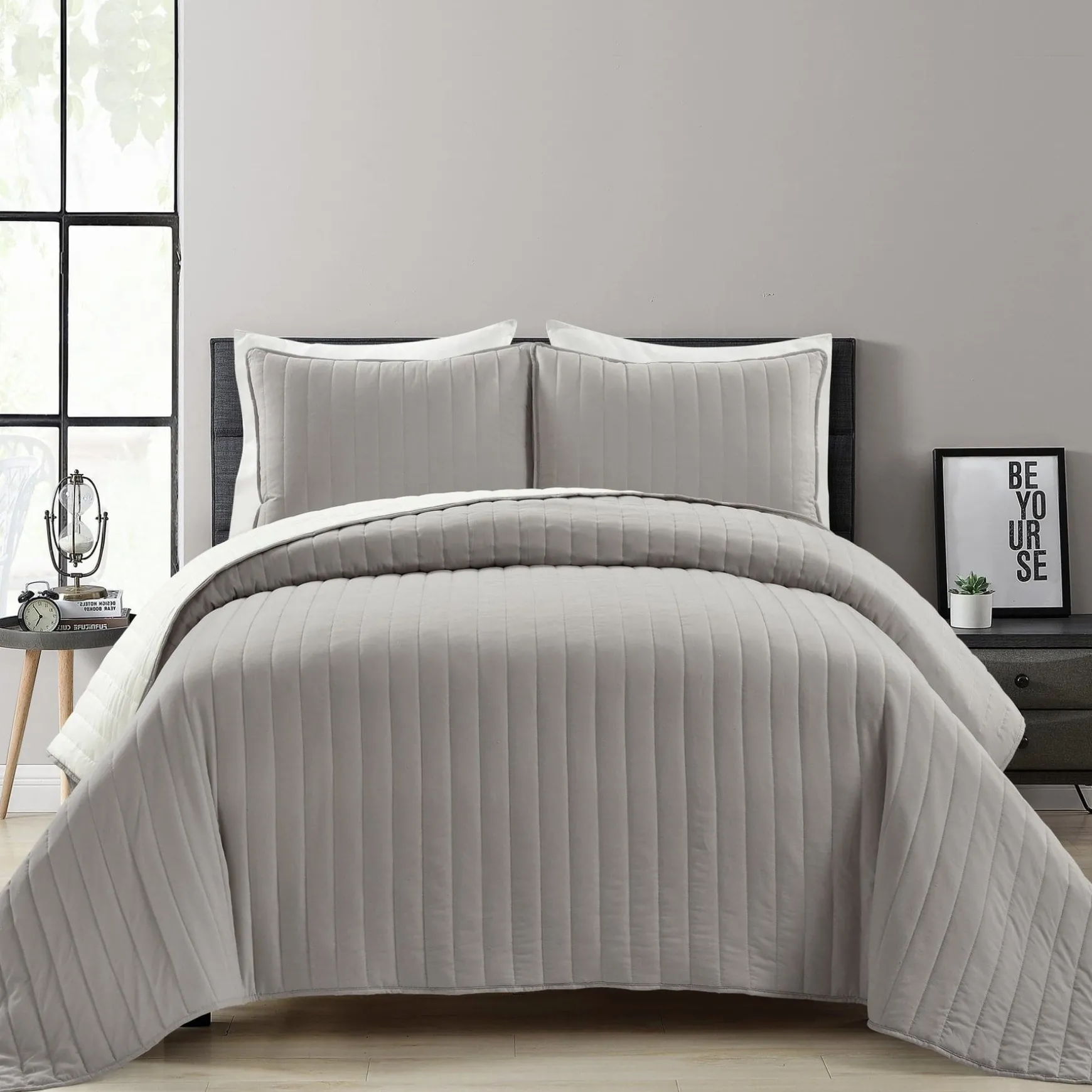 Soft Stripe All Season Quilt/Coverlet Set