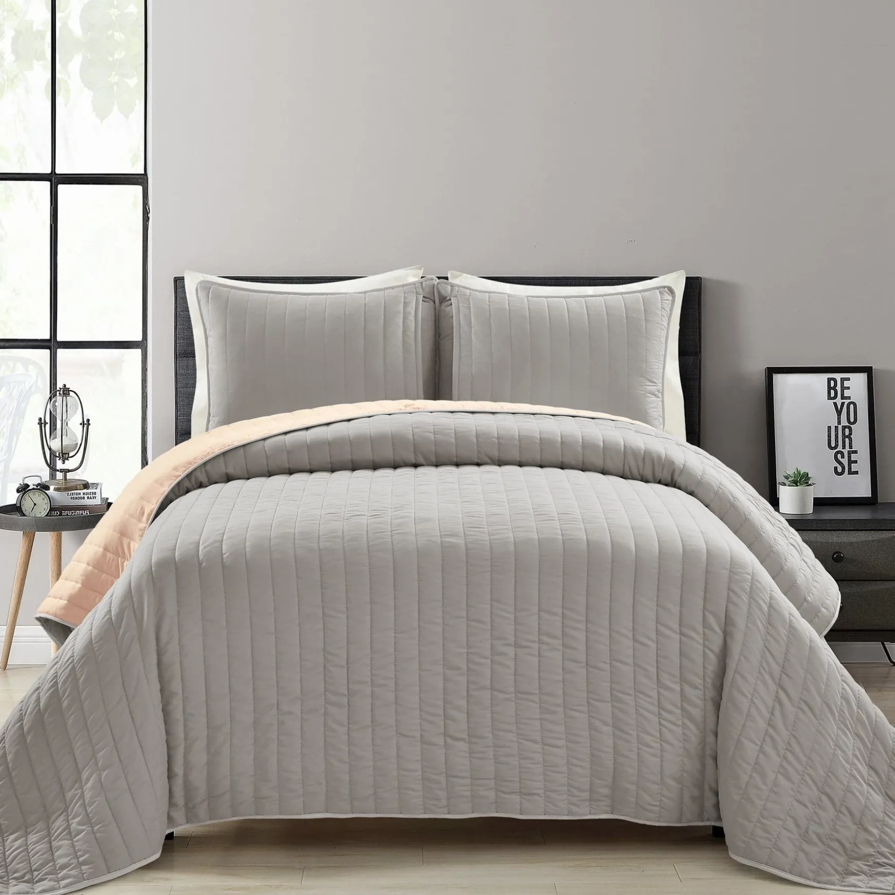 Soft Stripe All Season Quilt/Coverlet Set