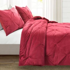 Soft Velvet Diamond Pintuck Oversized Comforter 3 Piece Set