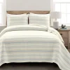 Solange Stripe Kantha Pick Stitch Yarn Dyed Cotton Woven Quilt/Coverlet Set