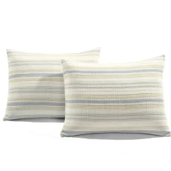 Solange Stripe Kantha Pick Stitch Yarn Dyed Cotton Woven Quilt/Coverlet Set