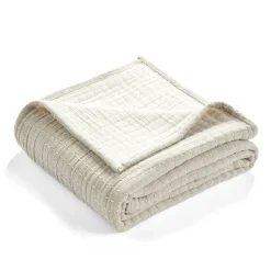 Solid Kantha Pick Stitch Yarn Dyed Cotton Woven Throw