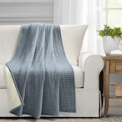 Solid Kantha Pick Stitch Yarn Dyed Cotton Woven Throw