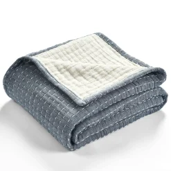 Solid Kantha Pick Stitch Yarn Dyed Cotton Woven Throw