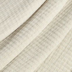 Solid Kantha Pick Stitch Yarn Dyed Cotton Woven Throw