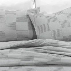 Sorano Chambray Textured Jacquard Cotton Duvet Cover 3 Piece Set