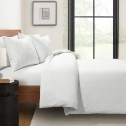 Sorano Chambray Textured Jacquard Cotton Duvet Cover 3 Piece Set