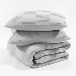 Sorano Chambray Textured Jacquard Cotton Duvet Cover 3 Piece Set