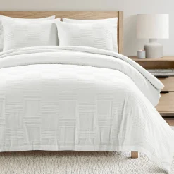 Sorano Chambray Textured Jacquard Cotton Duvet Cover 3 Piece Set