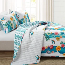 Southwest Vibrant Cactus Reversible 3 Piece Quilt Set