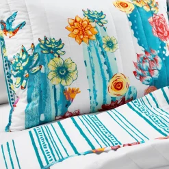 Southwest Vibrant Cactus Reversible 3 Piece Quilt Set