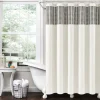 Stitched Woven Stripe Yarn Dyed Recycled Cotton Blend Shower Curtain