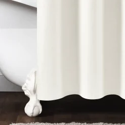 Stitched Woven Stripe Yarn Dyed Recycled Cotton Blend Shower Curtain