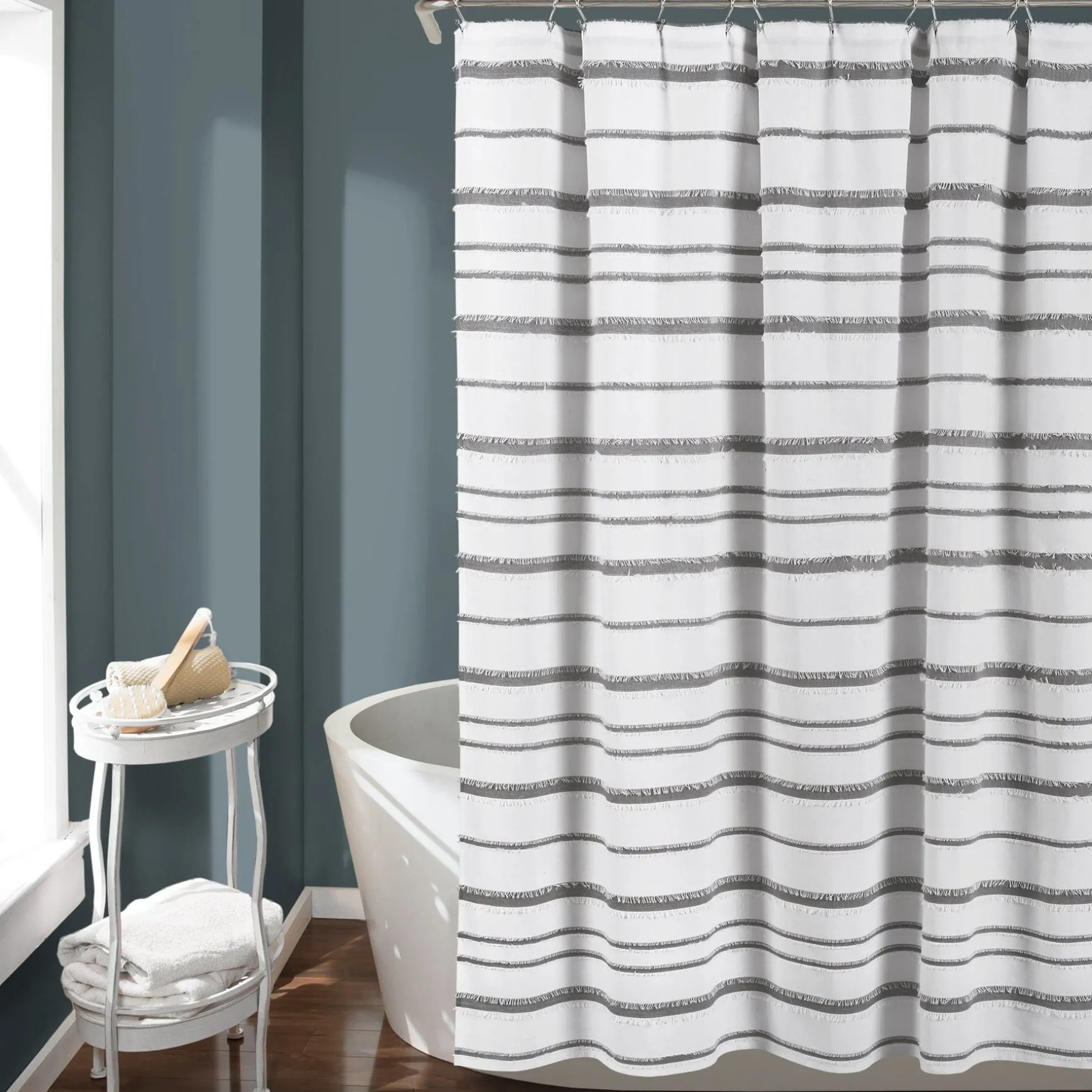 Stripe Clip Jacquard Shower Curtain