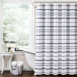 Stripe Clip Jacquard Shower Curtain