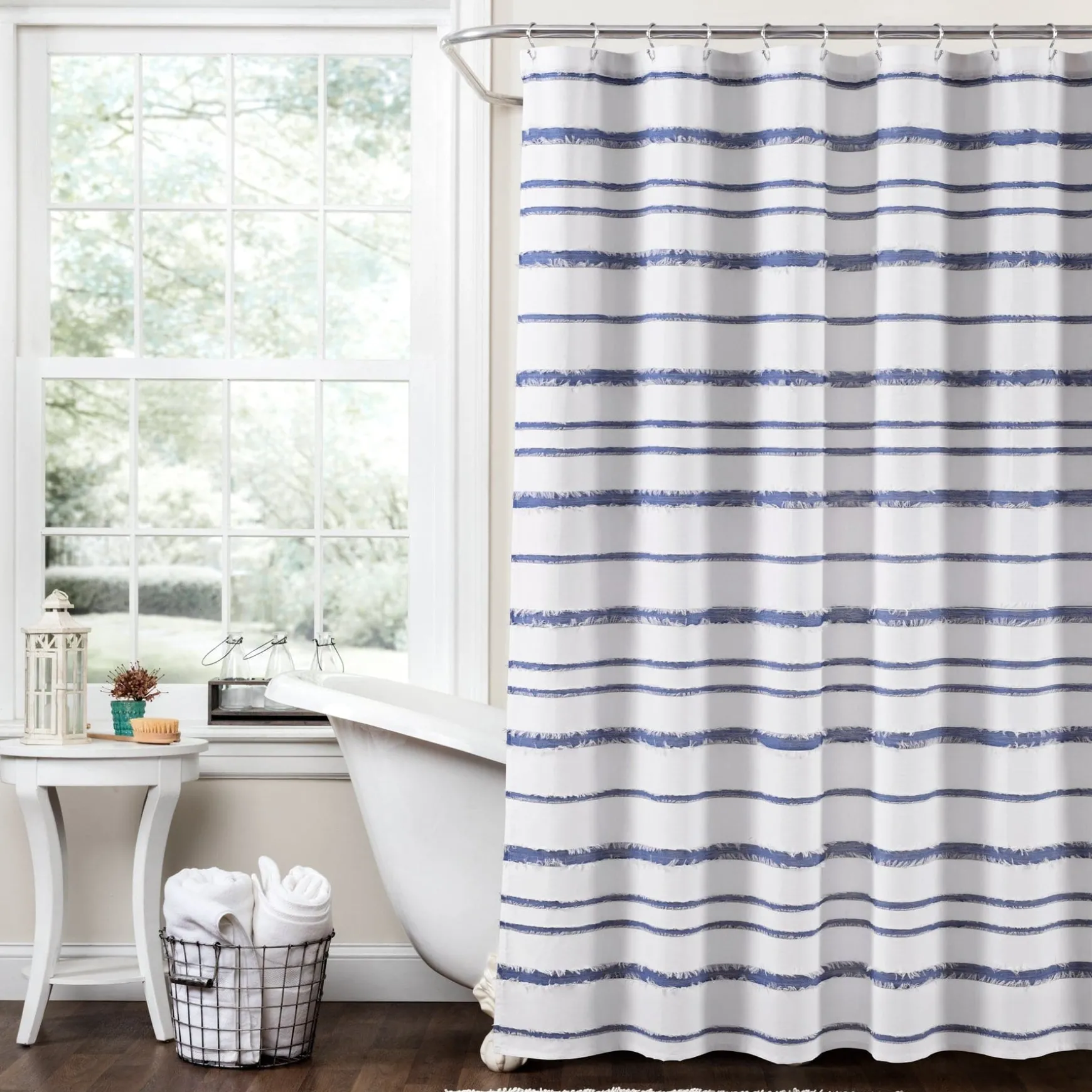Stripe Clip Jacquard Shower Curtain