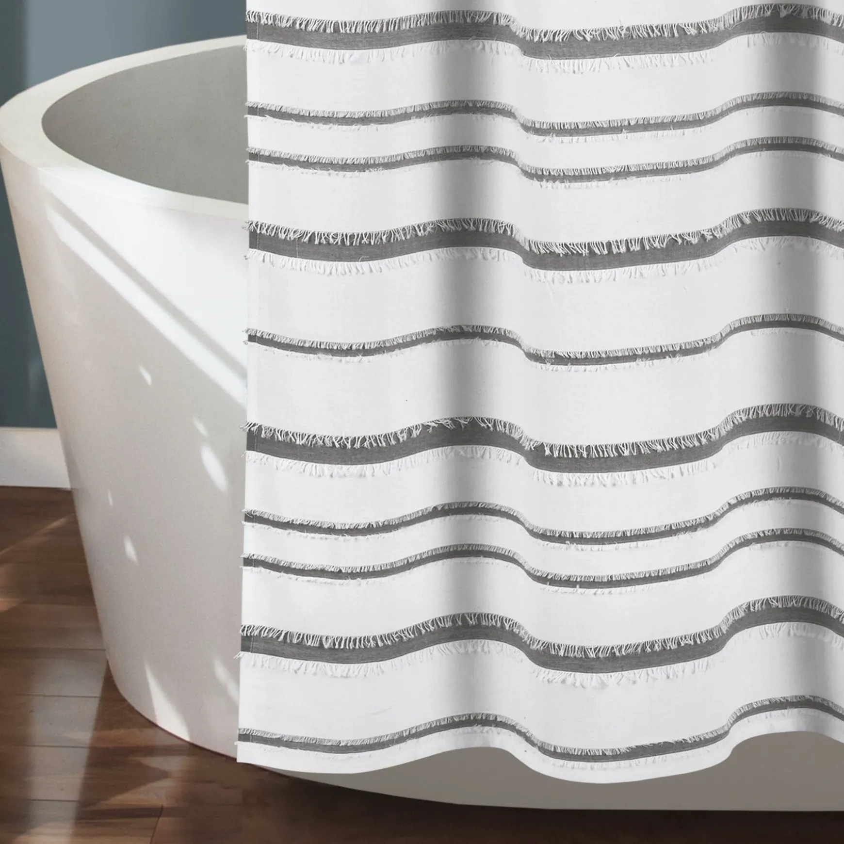 Stripe Clip Jacquard Shower Curtain