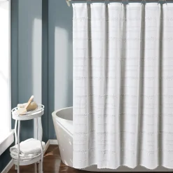 Stripe Clip Jacquard Shower Curtain