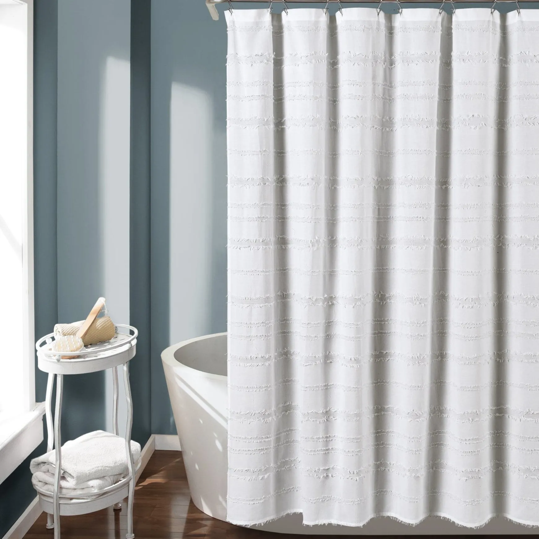 Stripe Clip Jacquard Shower Curtain