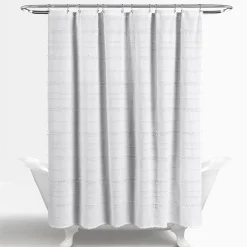 Stripe Clip Jacquard Shower Curtain