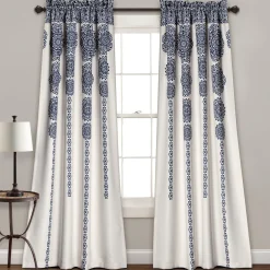 Stripe Medallion Light Filtering Window Curtain Set