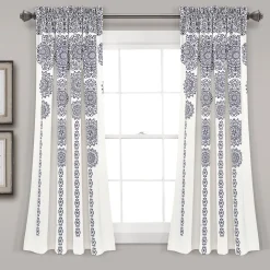 Stripe Medallion Light Filtering Window Curtain Set