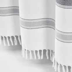 Stripe Woven Textured Yarn Dyed Recycled Cotton Shower Curtain