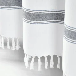 Stripe Woven Textured Yarn Dyed Recycled Cotton Shower Curtain